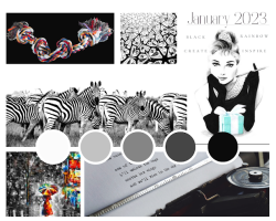 Black and White Themed Mood Brand Board